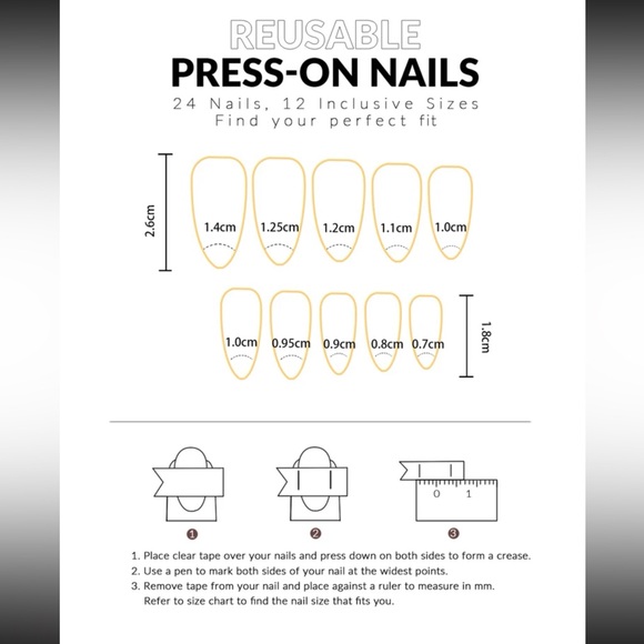 24pcs Long Almond Blue French Floral Print Press On Nail Set❤️ - Picture 5 of 5